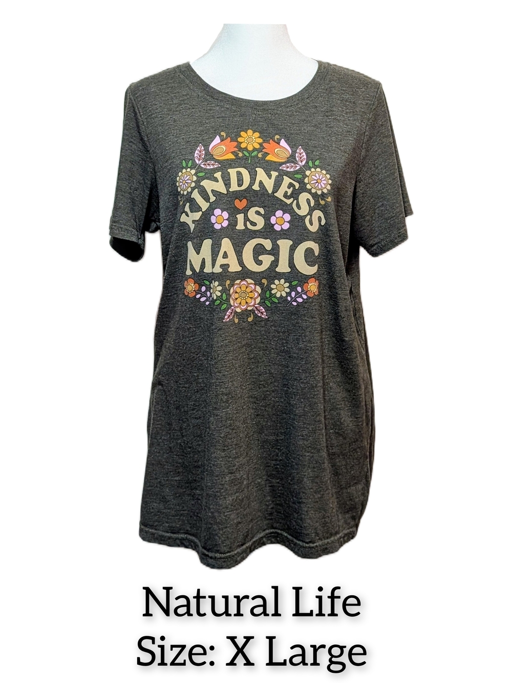Natural Life Women's 'Kindness is Magic' Charcoal Graphic Tee - X Large